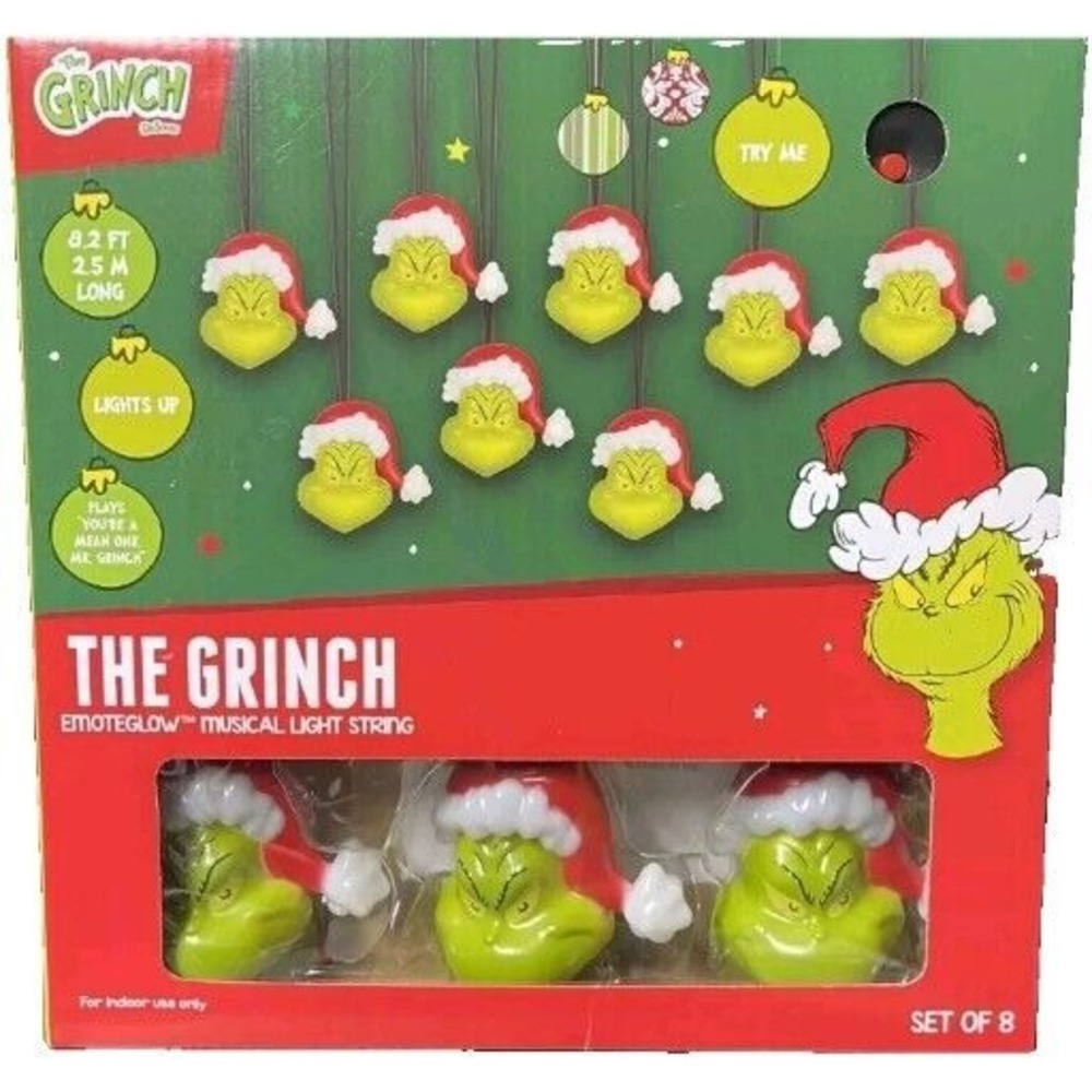 The Grinch Santa‎ Hat Dr Seuss Emoteglow Projection Musical Light String
